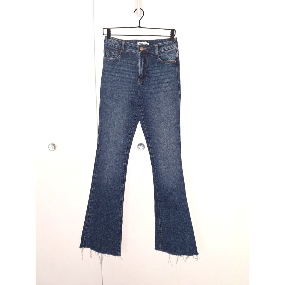 Zara High Waisted Full Length Bootcut Flare Jeans Womens 6 Classic Sexy Minimal